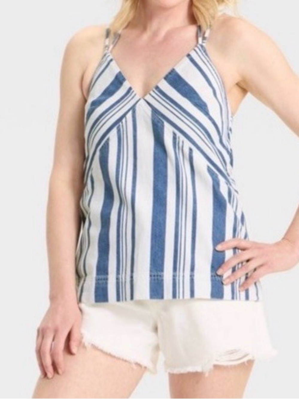 Universal Thread Striped Denim Tank Top Blue and White, NWT, Size XXL